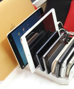 Alxum iPad Charging Station for Multiple Devices, 96W 10 Port Cell Phone Charging Station Organizer,USB Fast Charger Dock Compatible w iPad/iPhone/Android/Kindle/Fire/Kindle Tablet, UL Certified,White 82 712znexlIlL