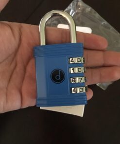 Padlock 4 Digit Combination Lock - for Gym School Locker, Outdoor Gate, Shed, Fence, and Storage - Weatherproof Metal - Keyless, Easy to Set, Resettable Locker Lock - Blue 30 713 74tJkUL