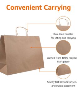 Alternative view of Amazon Basics Kraft Paper Gift Bags with Handles for Birthday, 16x6x12 Brown, 50 Pack 50 Count (Pack of 1)
