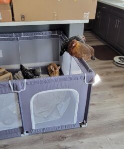 Tmsene Baby Playpen, Playard for Babies and Toddlers, Sturdy Safety Baby Fence with Breathable Mesh and Zipper Gates, Indoor & Outdoor Play Pens for Kids Activity Center (Grey) Grey 30 71301hUz8nL