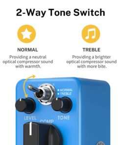 Alternative view of Donner Compressor Pedal, Ultimate Comp 2 Modes Compression Effect Pedal Pure Analog for Electric Guitar and Bass True Bypass Blue Compressor