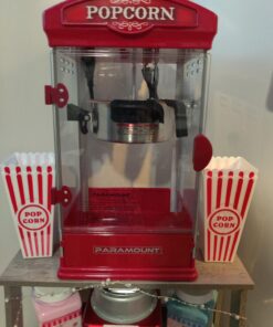 Novelty Place Plastic Red White Striped Classic Popcorn Containers for Movie Night - 7.8 inch Tall x 3.8 inch Square (4 Pack) 4 32 7130Nar75CL