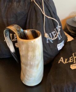 AleHorn Original Handcrafted Authentic Viking Drinking Horn Tankard for Beer Mead Ale - Genuine Medieval Inspired Stein Mug Food Safe Vessel with Handle (XL - 20oz, Durable Resin Base) XL - 20oz 30 7131ckGtE8L