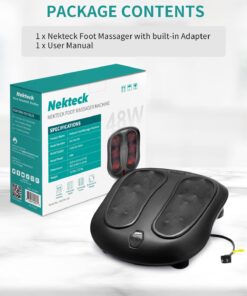 Nekteck Foot Massager with Heat, Shiatsu Heated Electric Kneading Foot Massager Machine for Plantar Fasciitis, Built-in Infrared Heat Function and Power Cord (Black) Black 28 7131eI6XvXL