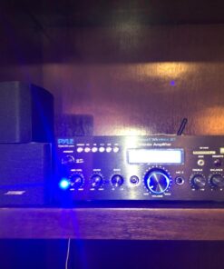 Pyle PDA6BU.5 Compact Bluetooth Stereo Amplifier - Desktop Audio Power Amp Receiver with FM Radio, MP3/USB/SD Readers, Digital LCD Display, Microphone Input (200 Watt), Black 46 713226bEc L