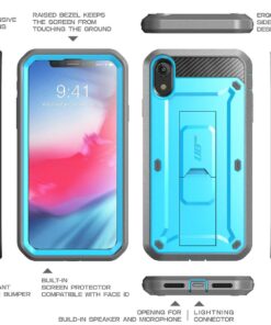 SupCase Unicorn Beetle Pro Series Case Designed for iPhone XR, with Built-in Screen Protector Full-Body Rugged Holster Case for iPhone XR 6.1 Inch (2018 Release) (Blue) Blue 21 7132wAWvTtL