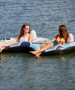 Alternative view of Bestway CoolerZ Rapid Rider Inflatable 2 Person Blow Up Pool River Tube Lake Lounger Float with Cup Holders, Handles, Backrest and Mesh Bottom, Blue