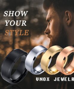 VNOX Personalized Custom 8MM Stainless Steel Plain Wedding Band Ring for Men,Black/Gold Plated/Silver Rose Gold Plated-Plain 7 7 7133VsLwSVS