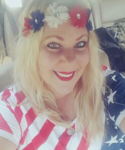 LUX ACCESSORIES Floral Flower Crown Stretch Headband Blue,White,Red 28 7133WwKSuAL