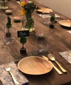 CaterEco Round Palm Leaf Plates set (Pack of 25) | Dinner Plates| Ecofriendly Disposable Dinnerware | Heavy Duty Biodegradable Party Utensils for Wedding, Camping & More 10" (25 Pc) 14 7133bXpxQrL