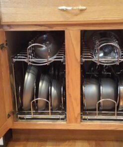 Rev-A-Shelf 2-Tier Kitchen Cabinet Pull Out 12" Cabinet Organizer for Pots, Pans, and Lid Cookware, Adjustable Heavy Duty Wire, Chrome, 5CW2-1222-CR 12 in. 66 7134I1BtzCL