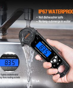 AMMZO Digital Meat Thermometer for Grilling, Instant Read Food Thermometer Waterproof with Backlight for Cooking, Deep Fry, BBQ, Grill, Smoker and Roast Black 29 71350PKWZbL