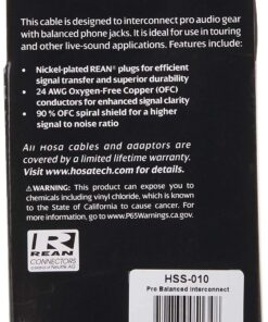 Hosa HSS-010 REAN 1/4" TRS to REAN 1/4" TRS Pro Balanced Interconnect, 10 Feet, Speaker 10 ft HSS-010 10 ft 10 7137Il0kygL