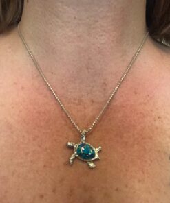 Victoria Jewelry 925 Sterling Silver Blue Opal Sea Turtle Necklace 36 7137bTcPfBL 1