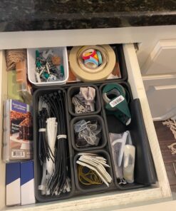 Madesmart 8-Piece Interlocking Bin Pack for Drawer Organization, Plastic Interlocking Junk Drawer Organizer Tray, Granite 36 7138rKHBML