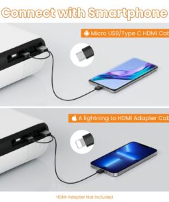 HAPPRUN Projector, Native 1080P Bluetooth Projector with 100''Screen, 9500L Portable Outdoor Movie Projector Compatible with Smartphone, HDMI,USB,AV,Fire Stick, PS5 25 7138rjc6oWL