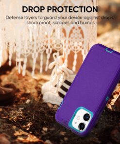 CAFEWICH Compatible with iPhone 12 Case/iPhone 12 Pro Case 6.1-Inch (2020), Heavy Duty Defender 3-Layer Rugged Shockproof Drop Protective Cover Phone Cases for iPhone 12/12Pro,Purple Blue Purple blue 18 7139OiaybxL