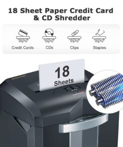 Bonsaii Paper Shredder, 18-Sheet 60-Minutes Paper Shredder for Office Heavy Duty Cross-Cut Shredder with 6 Gallon Pullout Basket & 4 Casters (C149-C) 1 8 Sheet Cross Cut 23 713Ay9pZzJL