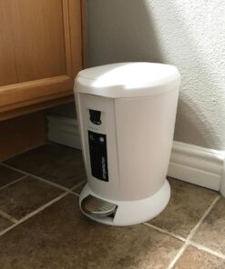 simplehuman Compact Round Bathroom Step Trash Can, 6 Liter / 1.6 Gallon, White Plastic 46 713BeoMnffL