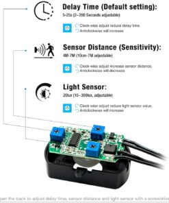Alternative view of SENSKY BS010L DC 12V to 30V 3A Mini Pir Motion Sensor Switch,Occupancy Sensor Switch for Gun Safe, Kitchen Cabinet, Pantry, Closet led lighting (Black-With Light Sensor) 1 piece