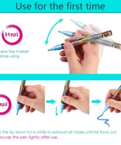 18 Colors Metallic Marker Pens, 0.7 mm Extra Fine Point Paint Pen, Metallic Painting Pens, Metallic Permanent Markers for Cards Writing Signature Lettering 22 713CLZqLVkL