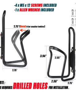 USHAKE Water Bottle Cages, Basic MTB Bike Bicycle Alloy Aluminum Lightweight Water Bottle Holder Cages Brackets(2 Pack- Drilled Holes Required) Black 24 713E2KqWa4L