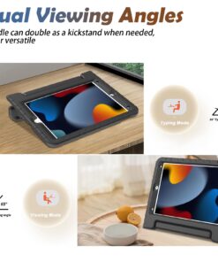 LTROP Kids Case for iPad 9th/ 8th/ 7th Generation (2021/2020/ 2019), iPad 10.2 Case with Built-in Screen Protector, Shockproof Handle Stand Kids Case for iPad 9/8/ 7 Generation 10.2 Inch - Black 25 713EOK444ML