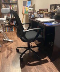 SMUG Office Computer Desk Chair, Ergonomic Mid-Back Mesh Rolling Work Swivel Task Chairs with Wheels, Comfortable Lumbar Support, Comfy Arms for Home, Bedroom, Study, Dorm, Student, Adults, Black Modern 41 713Fsj fJvL