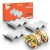 Pack of 4 - Stainless Steel Taco Holder Stand - Truck Tray Style - Each Rack Holds Up to 3 Tacos - Oven, Grill & Dishwasher Safe - Size 8" x 4" x 2" 4 Pack 7 713GH3K7GDL