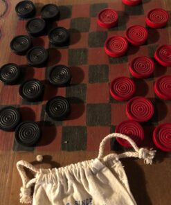 WE Games Checkers Pieces Only, Wooden Checker Board Game Pieces, 24 Red and Black Stackable Player Pieces with a Drawstring Storage Bag, 1.5 Inch Diameter Carved Versatile Backgammon Game Pieces 25 713GMno48 L