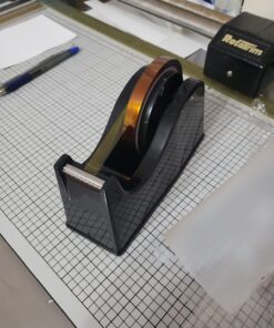 Desktop Tape Dispenser Adhesive Roll Holder (Fits 1" & 3" Core) with Weighted Nonskid Base Black plastic 54 713GrWmABML