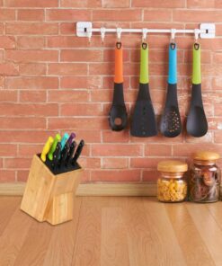 Mantello Knife Block- Universal Knife Holder- Bamboo Wood, Kitchen Knife Holder, Extra Large Knife Storage, Universal Knife Block, Knife Block Without Knives 24 713GtkDBbZL
