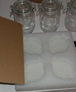 OAMCEG 4 Pack Wide Mouth Mason Jars - 34 OZ Airtight Glass Canning Jars with Leak Proof Rubber Gasket and Clip Top Lids, Perfect for Storing Coffee, Sugar, Flour or Sweets J-1L 31 713HnJkJEPL