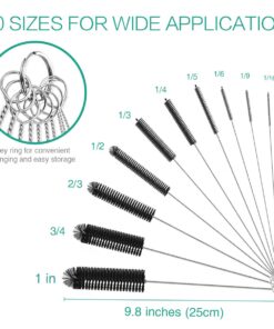 ORIA Cleaning Brush Set, Bottle Brush Cleaner, 9.8 inch Tube Brushes, Water Bottle Cleaning Brush, Kitchen Wire Scrub Set for Lab Clean, Drinking Straw, Wine Bottle, Cup, Pipes, Keyboard, Set of 10 10 PCS 13 713IQpqLb5L