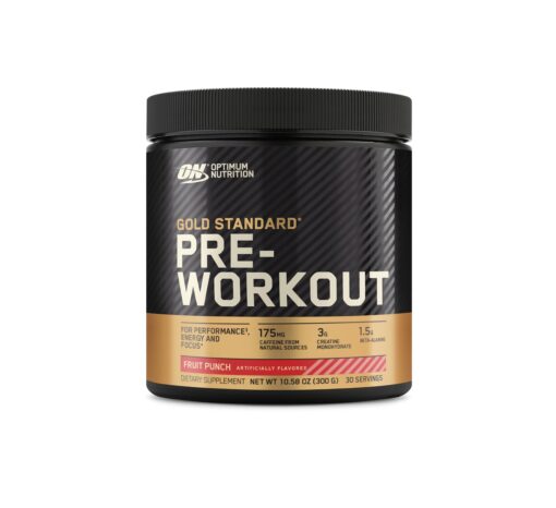 OPTIMUM NUTRITION Gold Standard Pre-Workout with Creatine, Beta-Alanine, and Caffeine for Energy, Flavor: Fruit Punch, 30 Servings 30 Servings (Pack of 1)