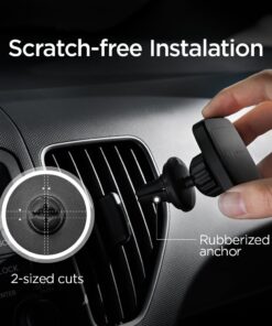 Spigen Hexa Magnetic Air Vent Hands Free Clip Cell Phone Mount Holder for Car Compatible with All Mobile Phones - Black A201 - Premium Air Vent 30 713MR70CPfL