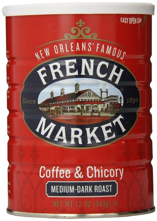 French Market Coffee, Coffee & Chicory Medium-Dark Roast Ground Coffee, 12-Ounce Medium - Dark Roast 12 Ounce (Pack of 1)