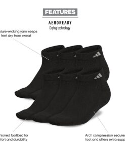 adidas Women's Athletic Cushioned Cut Socks (6-Pair) Low Profile Arch Compression for a Secure Fit Medium Black/Aluminum 2 9 713NTM EhhS