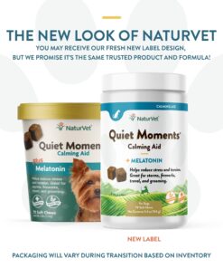 Alternative view of NaturVet Quiet Moments Calming Aid Dog Supplement – Helps Promote Relaxation, Reduce Stress, Storm Anxiety, Motion Sickness for Dogs – Tasty Pet Soft Chews with Melatonin – 70 Ct. Dog - Quiet Moments Melatonin 70 Soft Chews