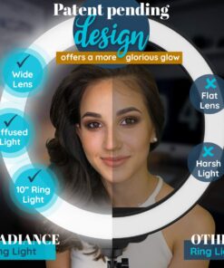 GearLight Ring Light - 10" Selfie Tripod Stand with LED Lights, Dual Phone Holders, Adjustable Height and Lighting for Recording, Makeup & Photography - Cute Room Decor Stuff & Gifts For Teen Girls 10 inch 25 713NzoIN1lL