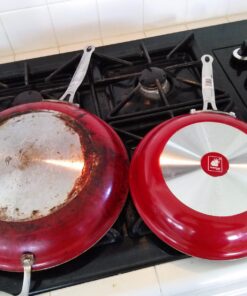 Red Copper 10 inch Pan by BulbHead Ceramic Copper Infused Non-Stick Fry Pan Skillet Scratch Resistant Without PFOA and PTFE Heat Resistant From Stove To Oven Up To 500 Degrees 1 23 713OTVdJXwL