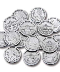 LEARNING ADVANTAGE-7522 Play Nickels - Set of 100 Plastic Coins - Designed and Sized Like Real US Currency - Teach Money Math With This Pretend Play Resource 12 713OdJfqYyL