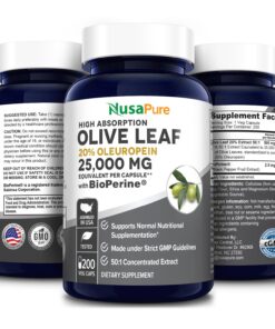 NusaPure Olive Leaf Extract (Non-GMO) 25,000mg - 20% Oleuropein - Vegetarian - Super Strength - No Oil 12 713Pxqy1XML