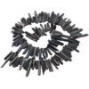 SUNYIK Black Titanium Coated Crystal Points Quartz Rough Sticks Spikes Point Beads 15 inch Strand Drilled 0.4"-1.3" Black(Rough)