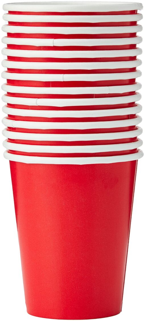 Unique Industries Solid Paper Cups, 9 oz, Ruby Red