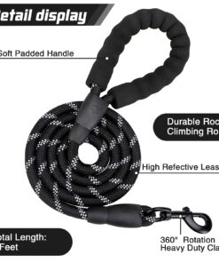 EXPAWLORER Upgraded No Pull Dog Harness with Leash Set - Adjustable Reflective Dog Vest Harness with 3 Drings, Easy Control Handle, Hook and Loop Panel, for Medium Large Dogs Black X-Large 16 713R8qPKJIL