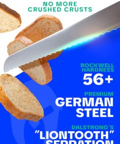 Dalstrong Serrated Bread Knife - 10 inch - Gladiator Series Elite - Forged High-Carbon German Steel - G10 Handle Kitchen Knife - Sheath Included - Razor Sharp Slicer - Slicing Knife - NSF Certified 10" 25 713Rr kE6FL
