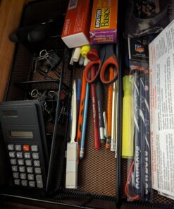 Amazon Basics Desk Drawer Organizer for Office and Home, Metal Mesh, 6 Compartments, Black 1 15 713S57lfwKL