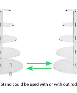Jusalpha Large 5-Tier Acrylic Round Wedding Cake Stand/Cupcake Stand Tower/Dessert Stand/Pastry Serving Platter/Food Display Stand (5RF) Large 5 Tier with Base 25 713SH zBanL