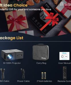 Projector wtih WiFi and Bluetooth 4K Supported - 680ANSI Outdoor Movie Native 1080P Projector with 300" Display & Zoom, MaxAngel Portable Home Theater Video Projector for Phone,TV Stick, PS5, Laptop black 28 713SUSVk79L